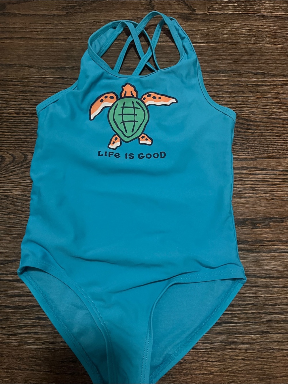 Life is Good Girls' Teal Turtle One-Piece Swimsuit
